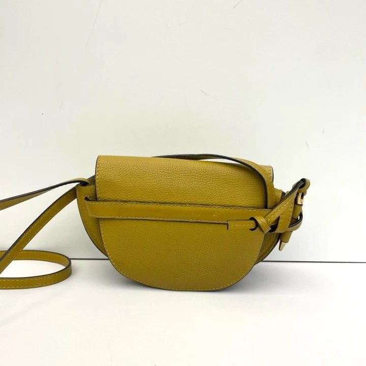 LOEWE Mini Gate Olive Green Leather Saddle Crossbody Bag For Women