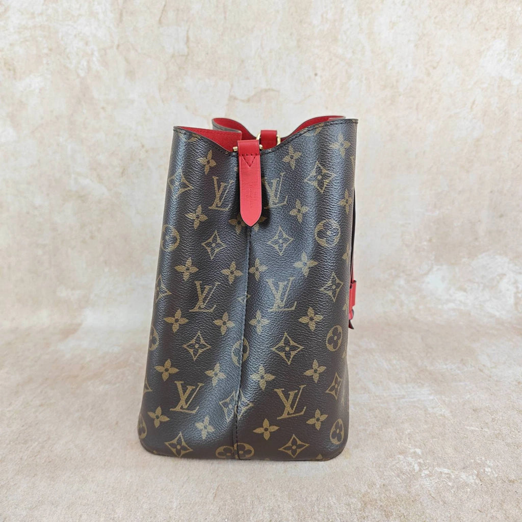 Louis Vuitton NEONOE Monogram Canvas Red Bucket Bag For Women