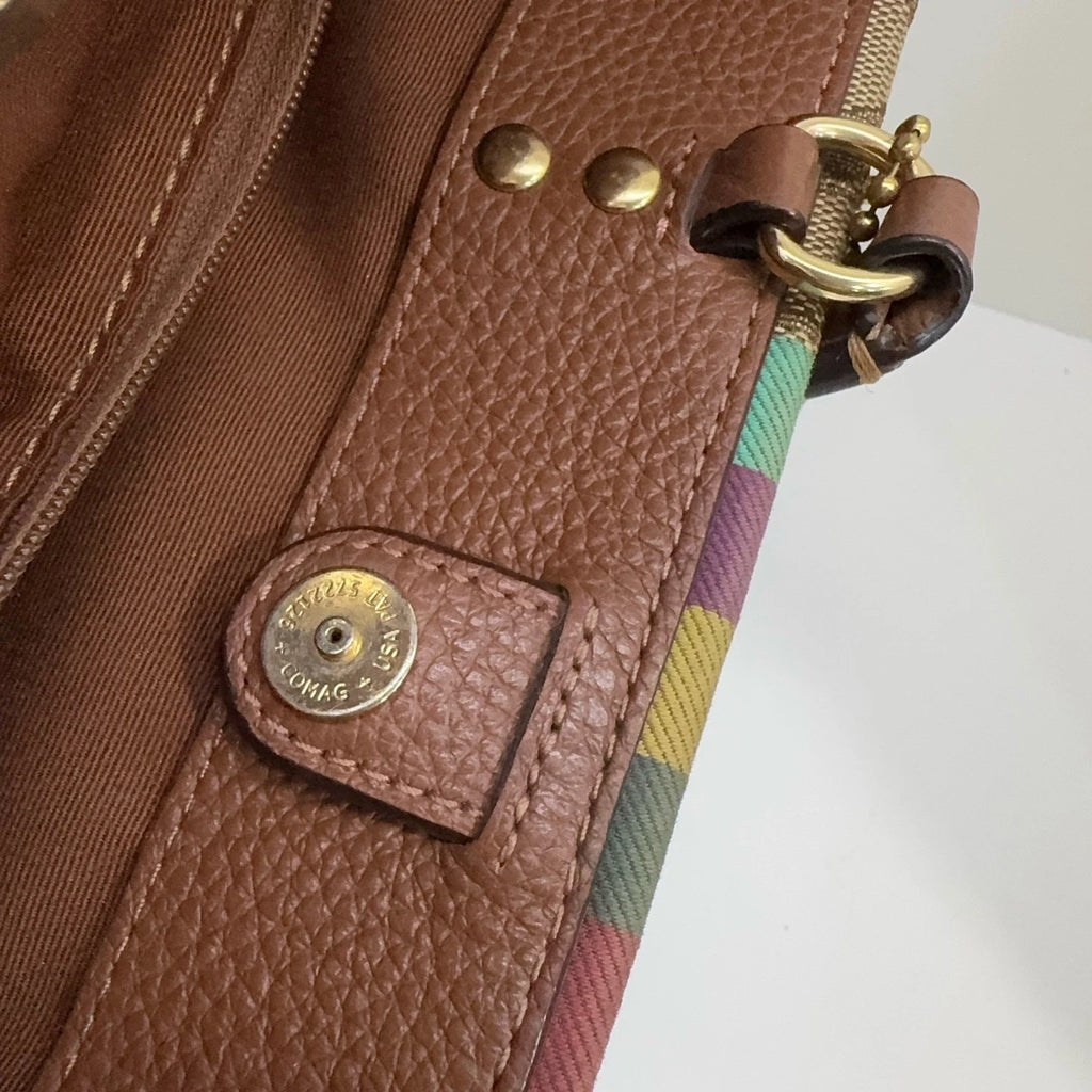 Coach Signature Monogram Canvas Leather Tote Shoulder Bag For Women