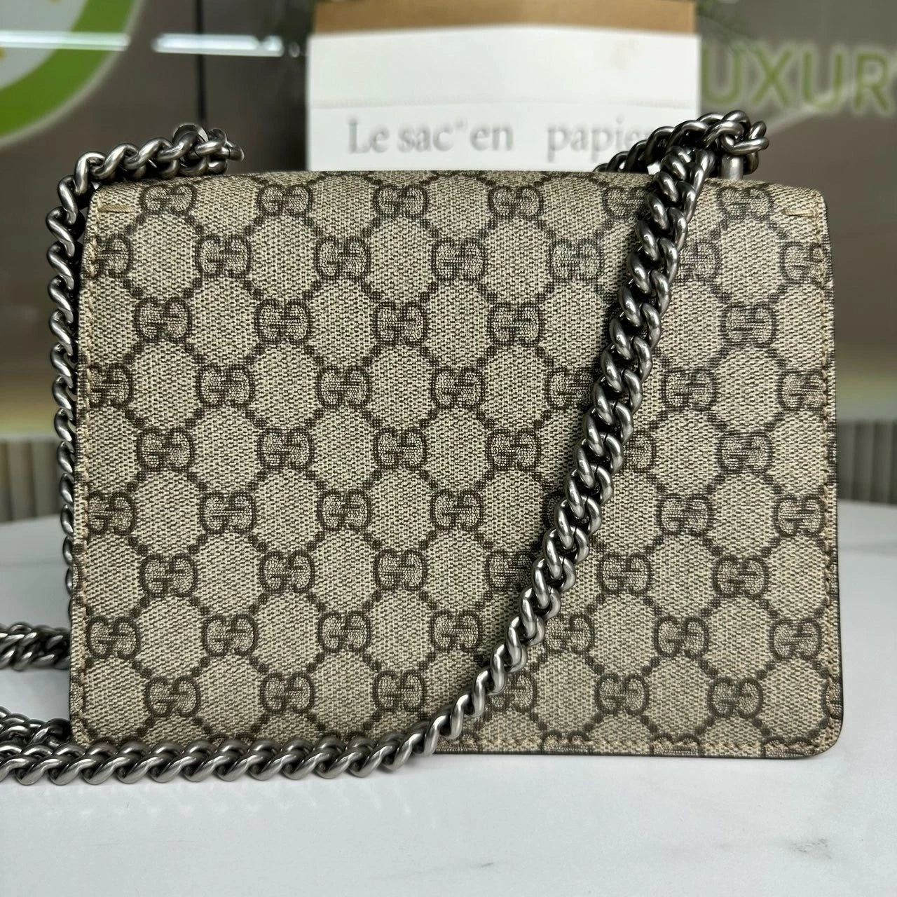 GUCCI Dionysus Small Red Leather Chain Shoulder Bag For Women