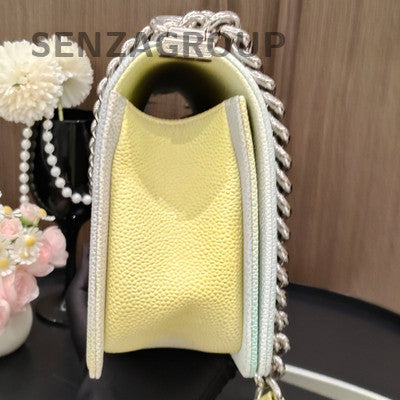 Chanel Le Boy Glitter Silver Hardware Chain Shoulder Crossbody Bag