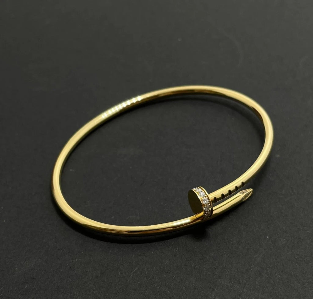 Cartier Juste Un Clou 18k Yellow Gold Small Diamond Bangle Bracelet Size16