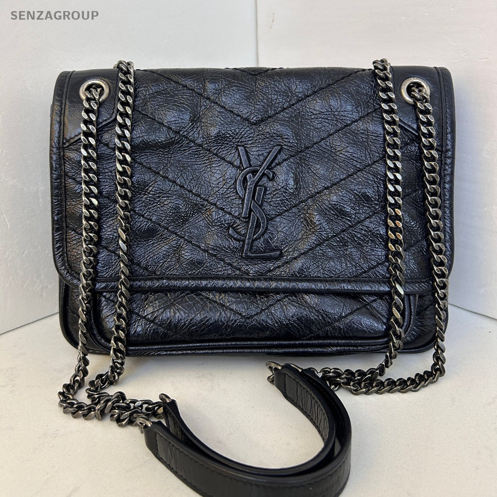 Saint Laurent Niki Small Black Silver Chain Shoulder Bag Women Classic