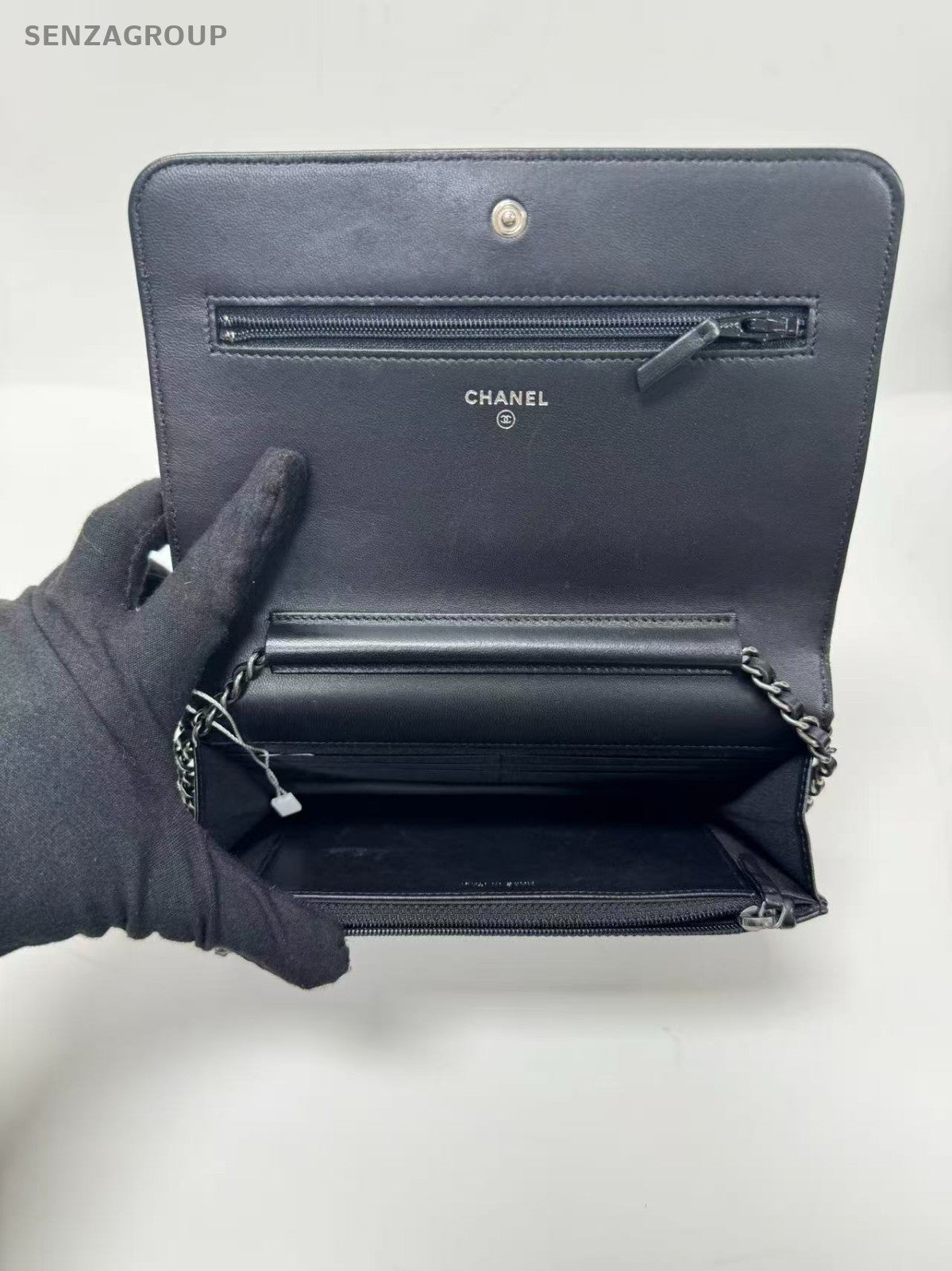 CHANEL Woc Calfskin Chain Shoulder bag Crossbody Women Black Silver Classic