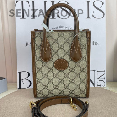 Gucci GG Retro Brown Mini Tote Crossbody Shoulder Bag for Women