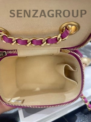 Chanel Gold Ball Mini Square Flap Bag Purple Quilted Leather Crossbody