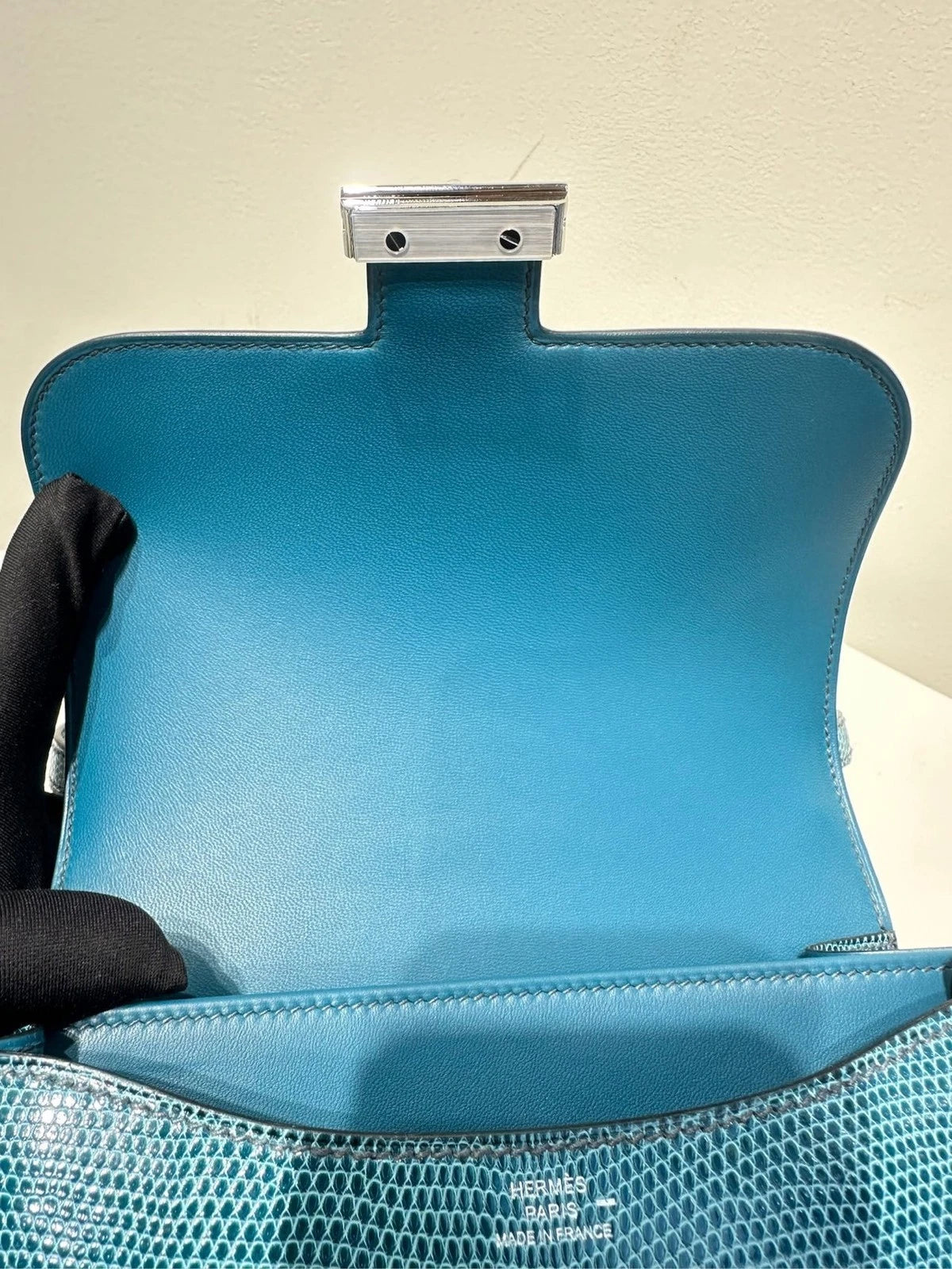 Hermes Constance 19 Blue Lizard Leather Shoulder Bag For Women