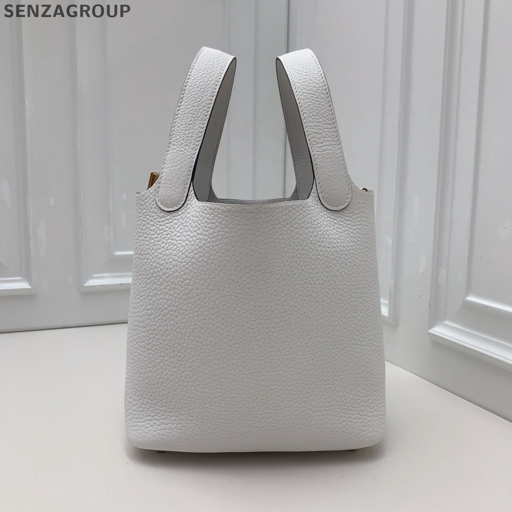 Hermes Picotin18 Top Handle Shoulder Bag White Gold Women Classic Fashion