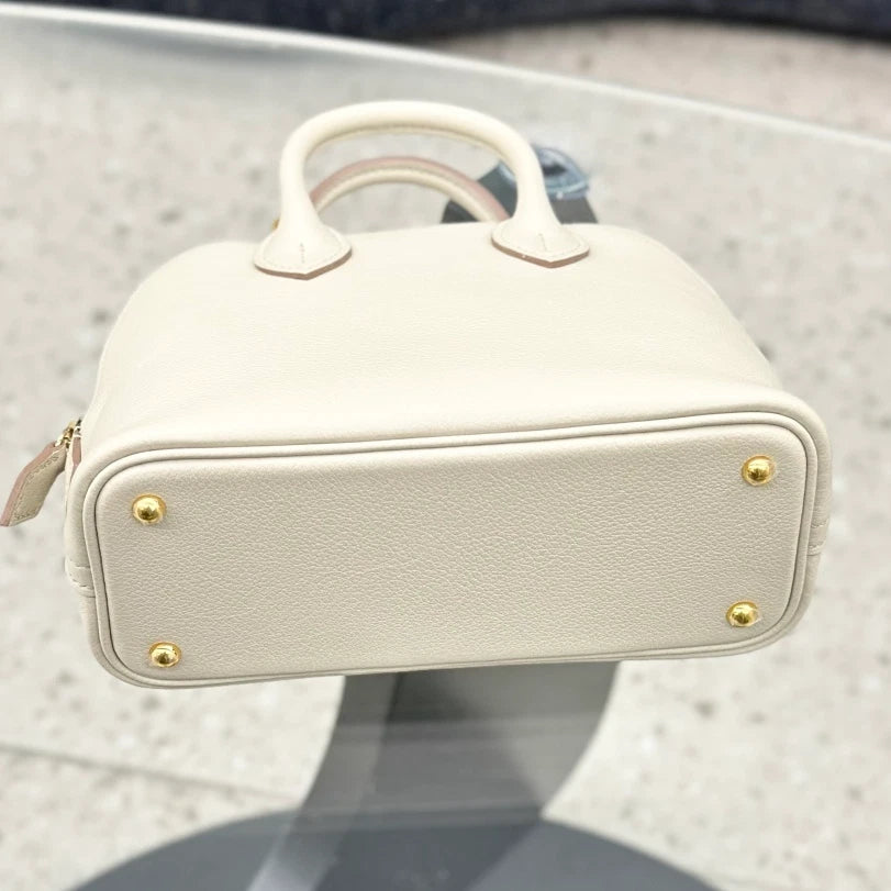 HERMES Bolide Evercolor Top Handle Crossbody Bag White Women Classic S