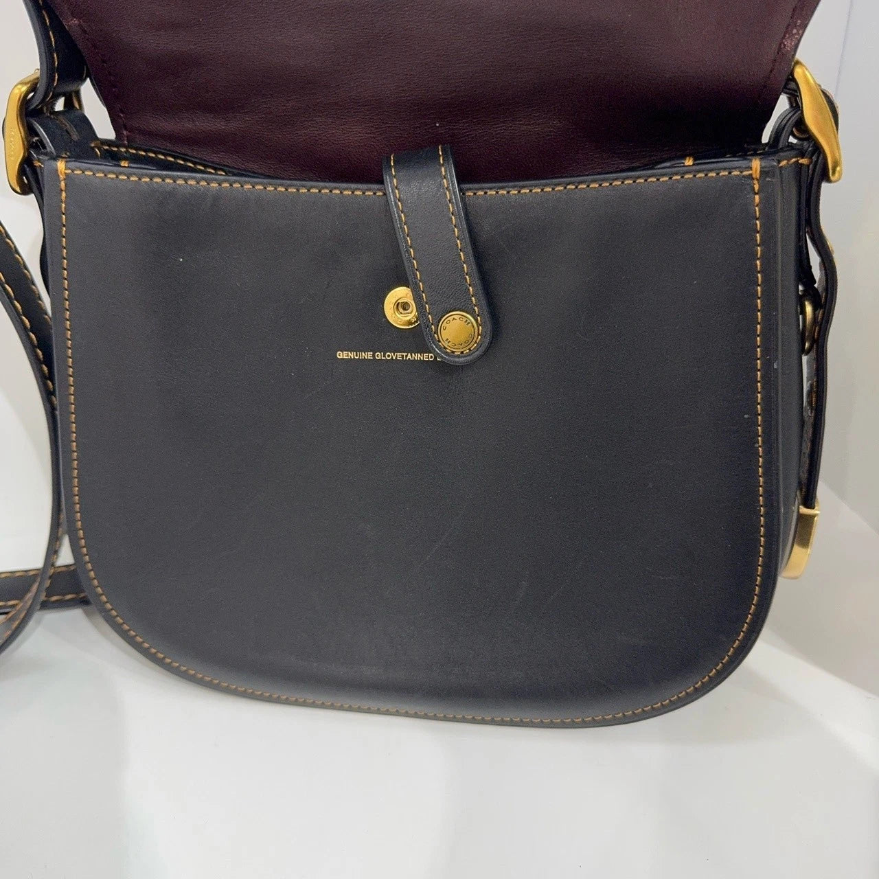 Coach Genuine Leather Camellia Limited Saddle Shoulder Crossbody Bag For Women