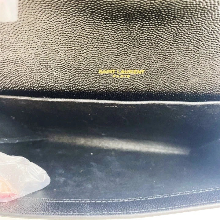 YSL Black Leather Envelope Chain WOC Shoulder Crossbody For Women