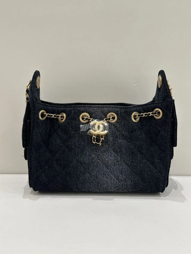 CHANEL 25Bag Mini Dark Denim Tote Shoulder Bag For Women