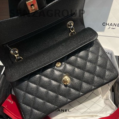 Chanel Black Caviar Small Classic Flap Bag Chain Shoulder Crossbody