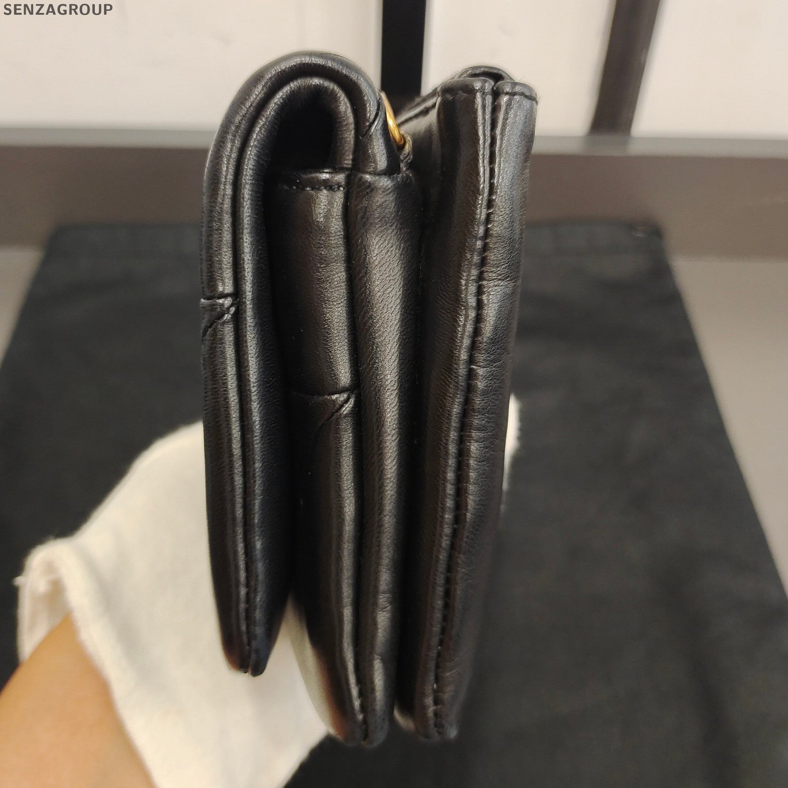 Saint Laurent Jamie Lambskin Shoulder Crossbody Bag Black Gold Classic