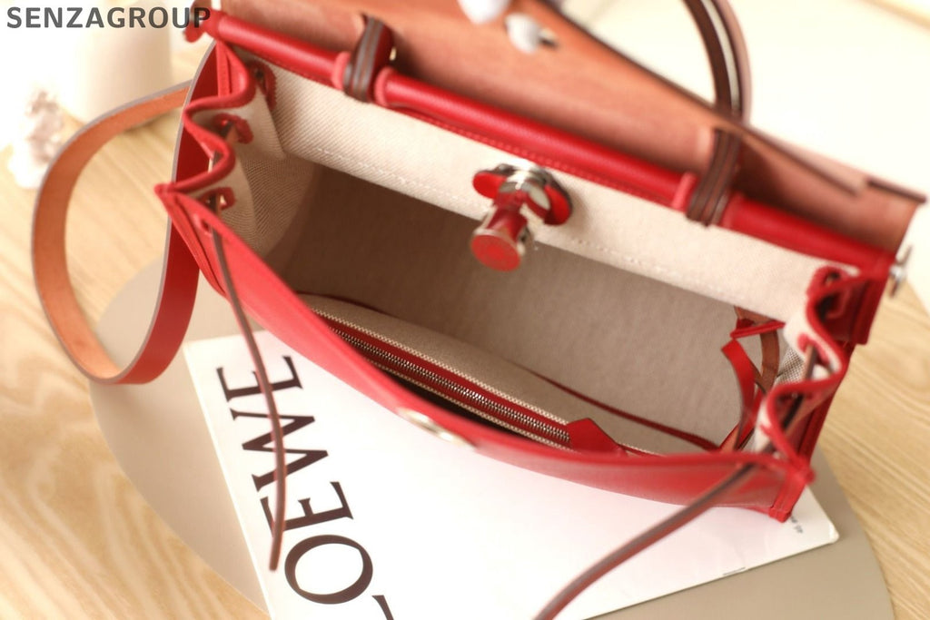 Hermès Herbag 31 Red Silver Shoulder Tote Bag Classic Women's