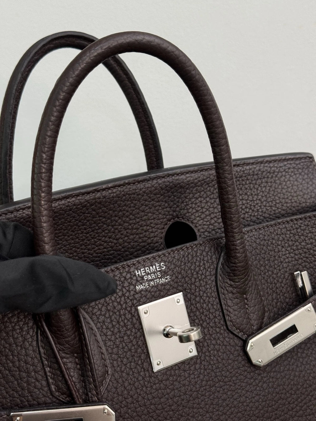 Hermes Hac32 Ebony Black Silver Top Handle Bag Used Women Classic