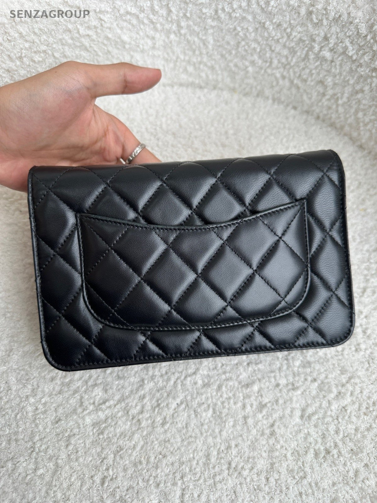 CHANEL Woc Lambskin Diamond Pattern Chain Shoulder bag Black Silver Women
