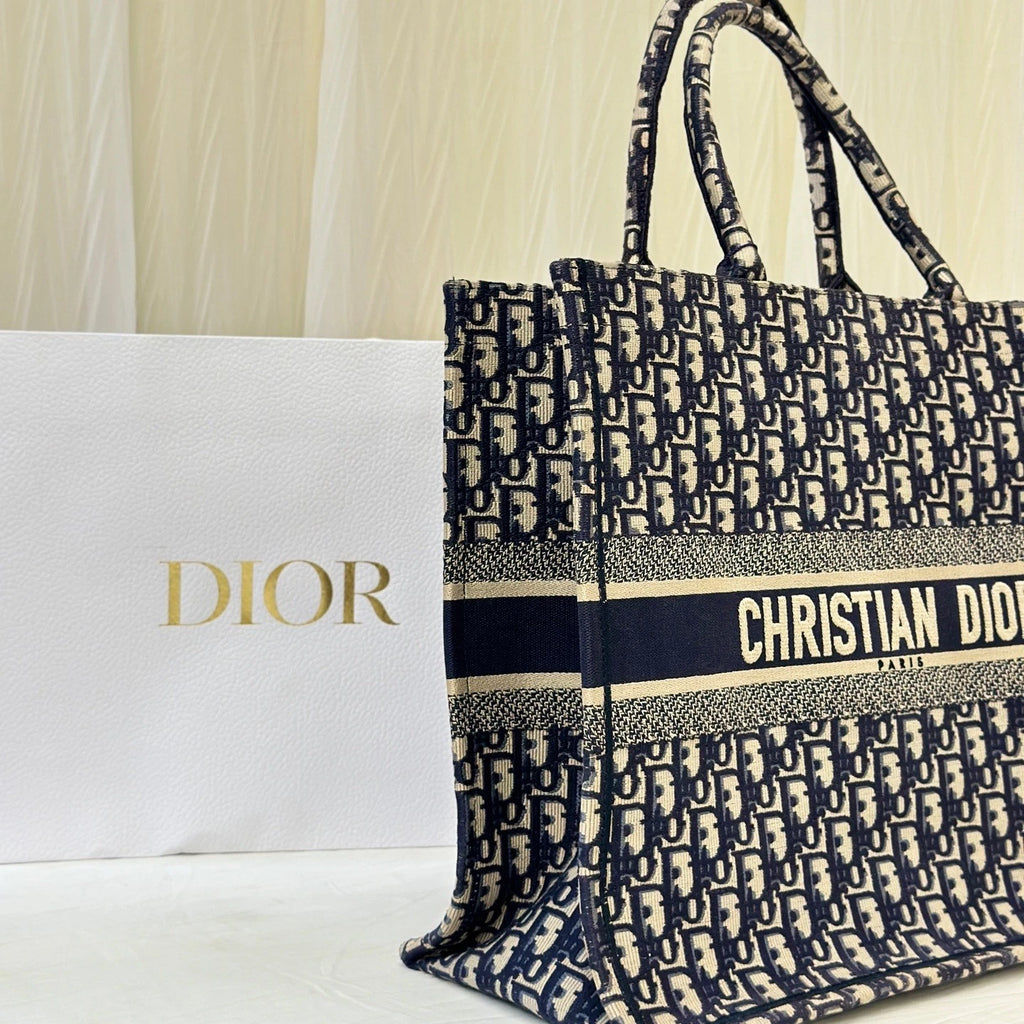 Dior Canvas Classic Monogram Large Tote Handbag For Women