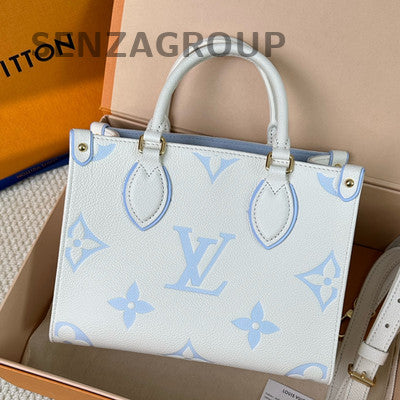 Louis Vuitton OnTheGo PM Blue White Handbag Women Fashion Tote Bag