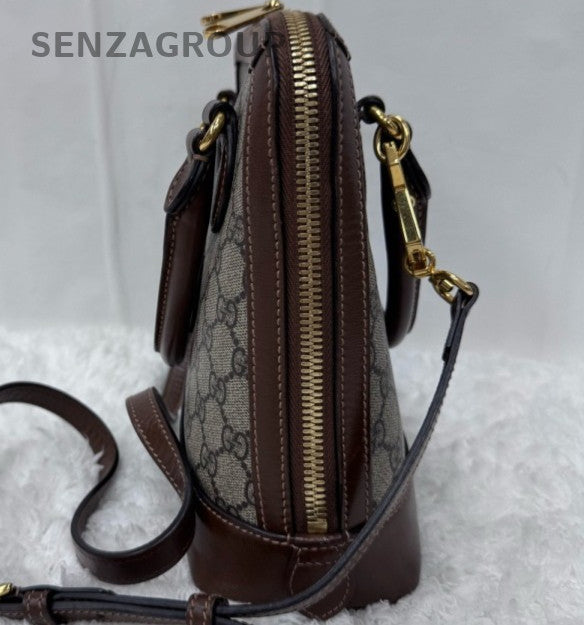 Gucci Horsebit 1955 2Way Top Handle Bag Crossbody Brown Gold Women Classic
