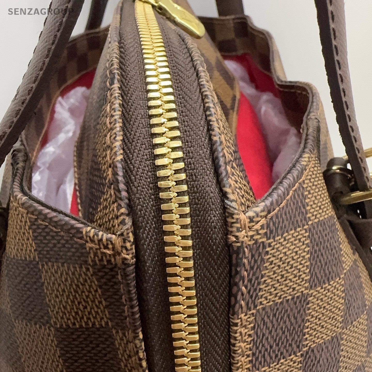 Louis Vuitton Damier Zipping Shoulder Bag Brown Gold Used Women Classic