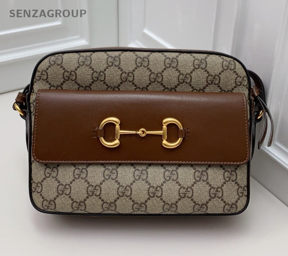 Gucci Horsebit1955 Ophidia Shoulder Bag Crossbody Brown Gold Unisex Adults