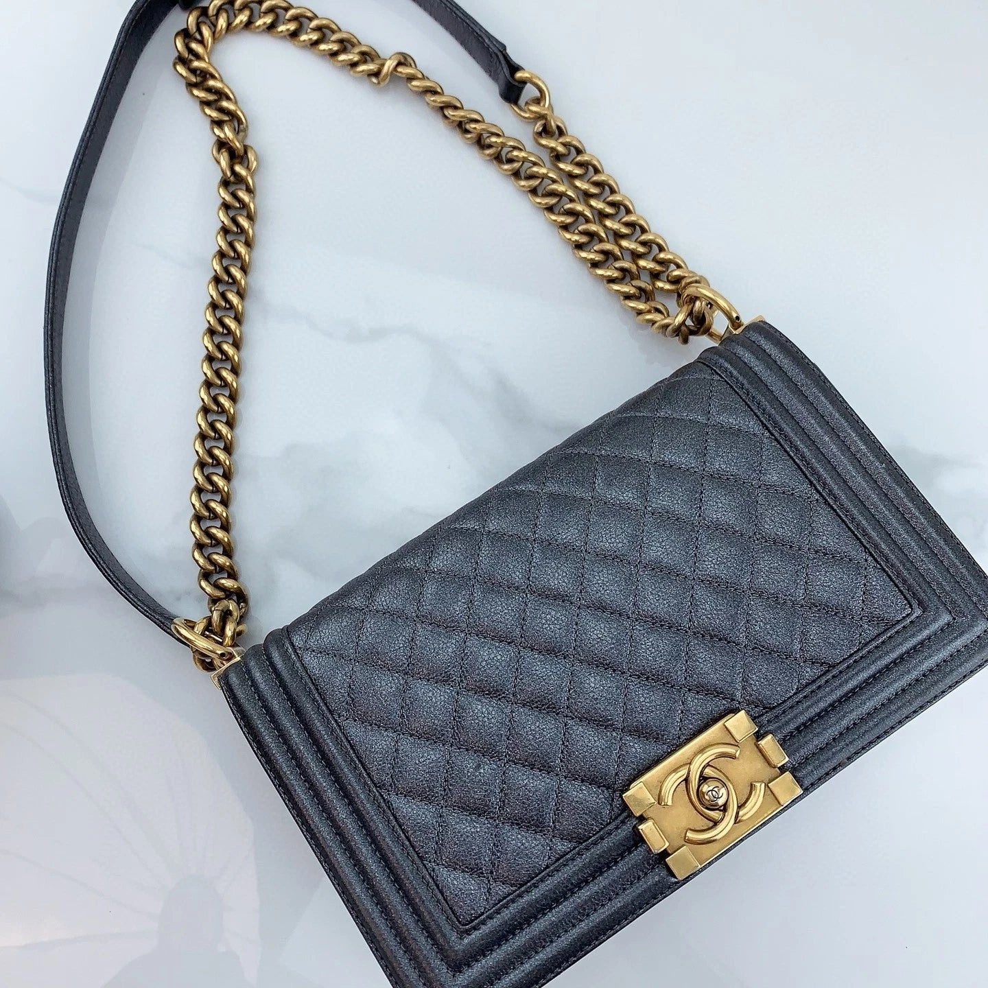 CHANEL Leather LeBoy Medium Shoulder Bag For Women