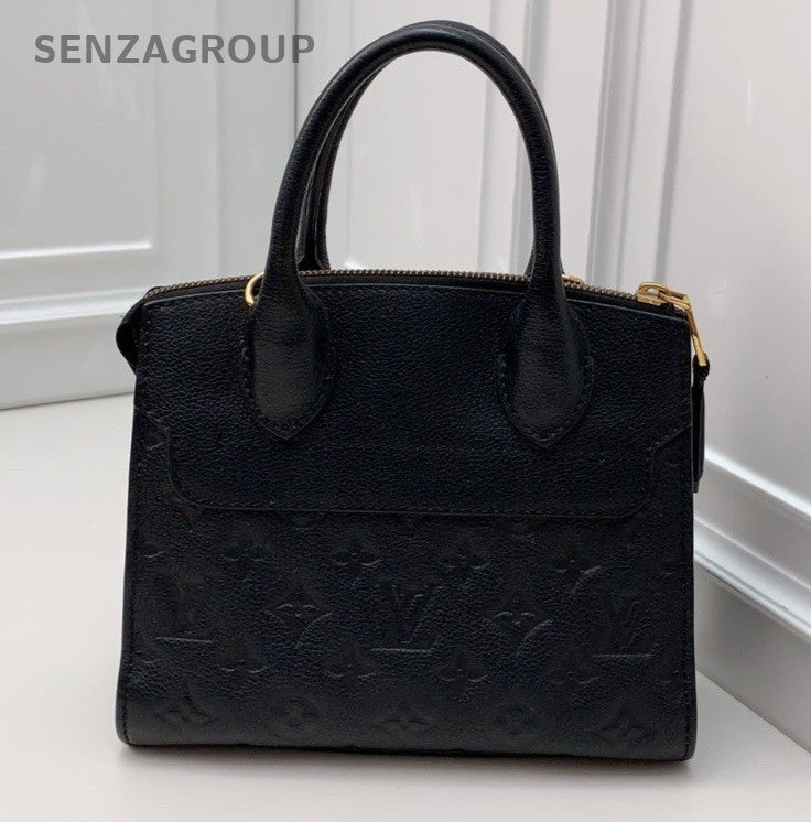 Louis Vuitton City steamer mini Bag Calfskin Top Handle Shoulder Bag Black