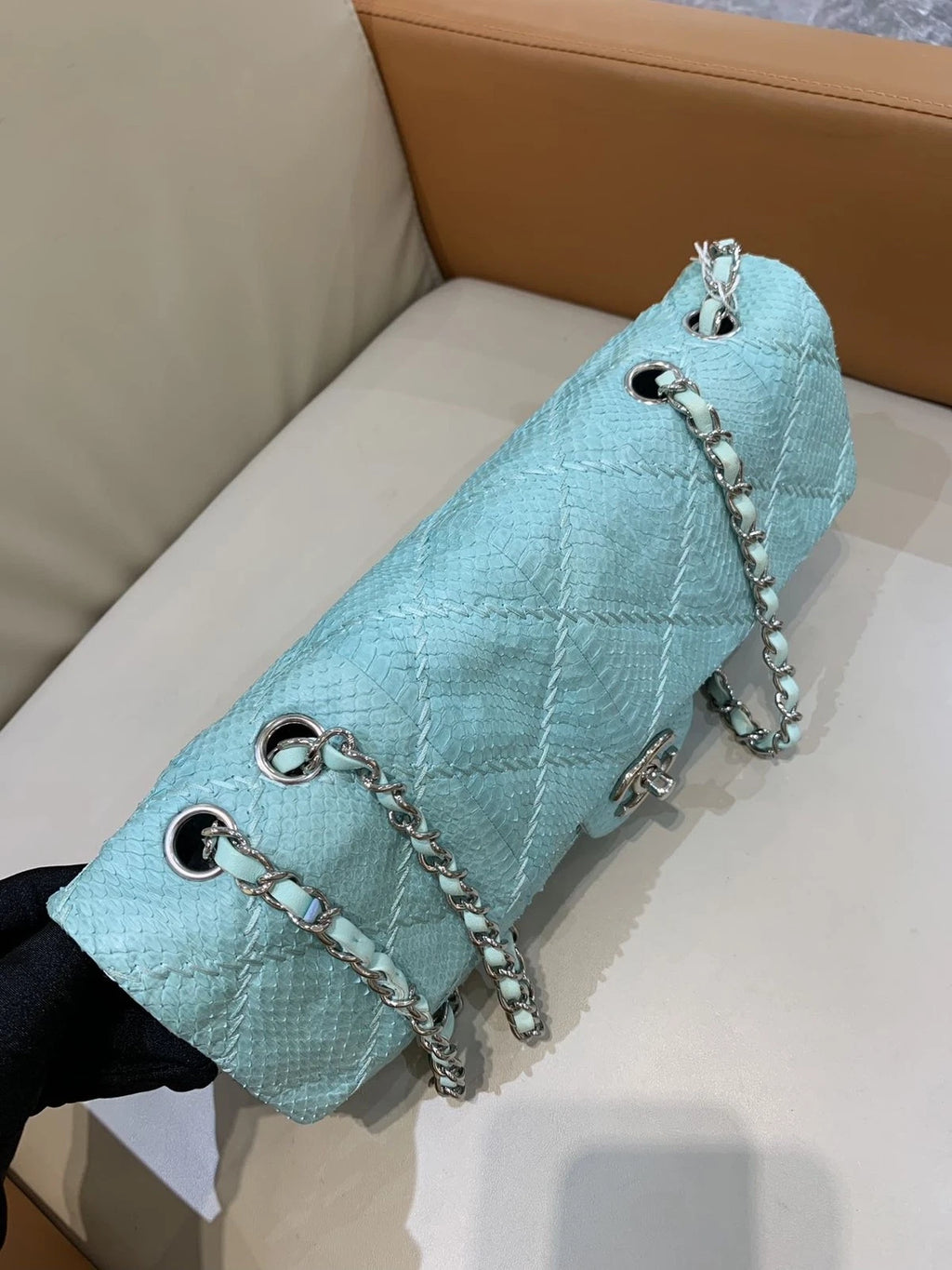 Chanel Mint Green Leather CF Shoulder Bag For Women