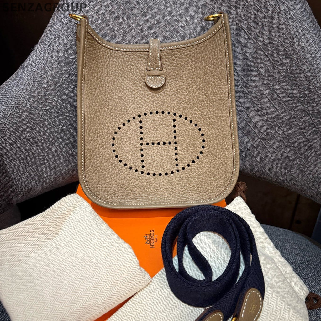 Hermès Evelyne Mini Bag Grey Gold Shoulder Crossbody Women's Fashion