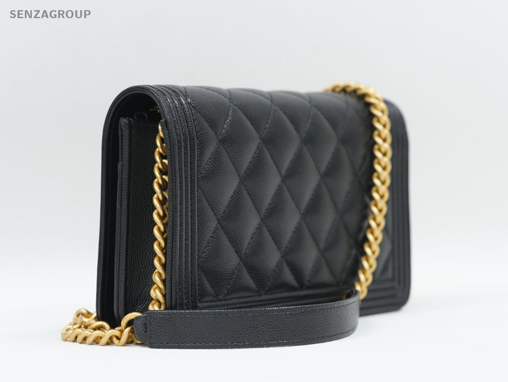 CHANEL Leboy Woc Calfskin Chain Shoulder bag Black Gold Women Classic