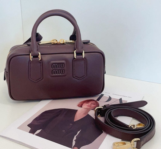 Miu Miu PM Bowling Top Handle Shoulder Crossbody Bag Purple Almost Brand New