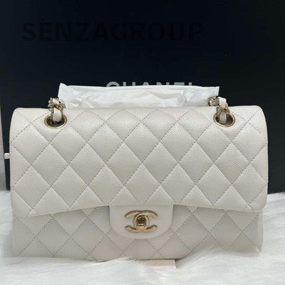 Chanel Classic Flap Small Quilted Bag Silver Chain Shoulder Crossbody