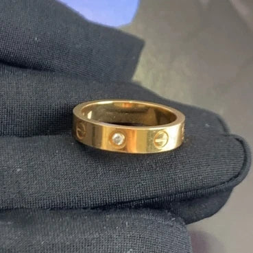 Excellent Cartier Love Small Band Ring 4mm 18k Yellow Gold 1Diamond EU50/US5.25
