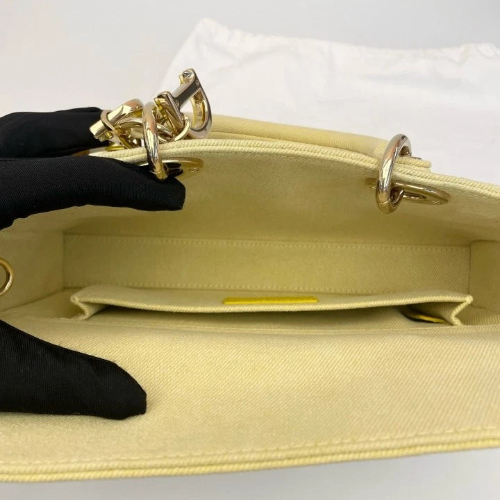 Dior D-Joy Medium Yellow Denim Shoulder Bag For Women