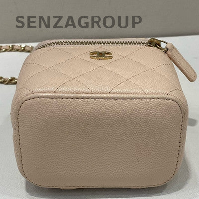 Chanel Mini Pink Quilted Gold Chain Crossbody Vanity Case Box Bag
