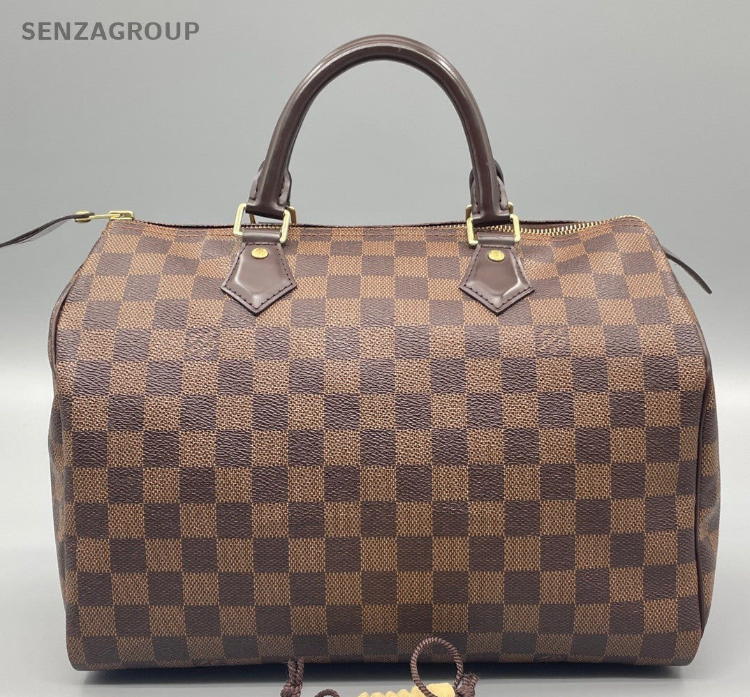 Louis Vuitton Speedy Top Handle Bag Brown Gold Used Women Classic Designer