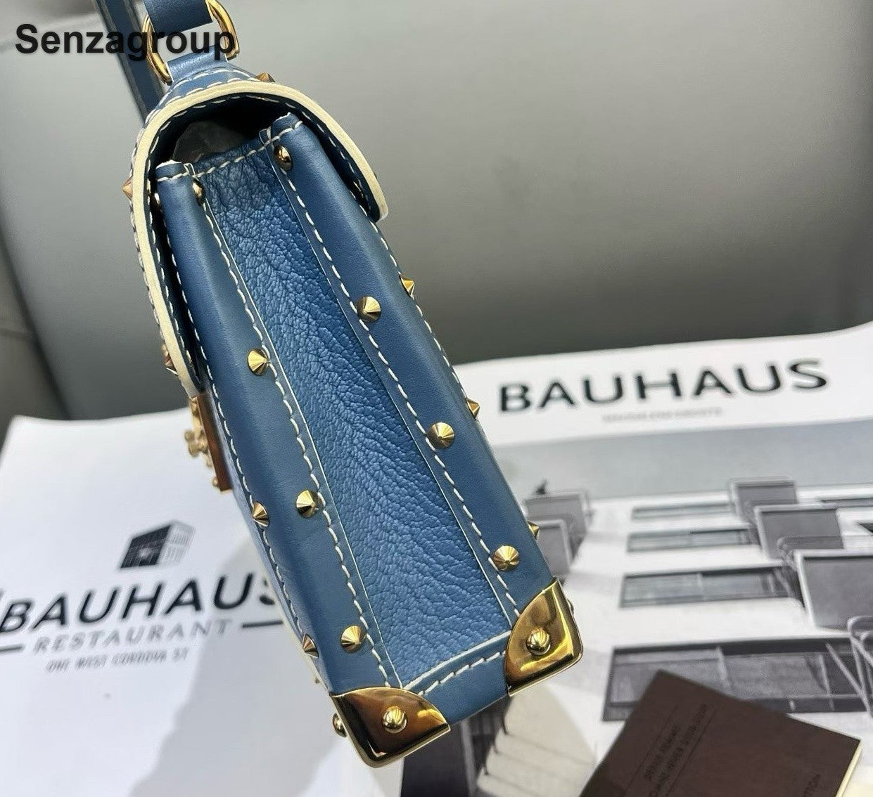 Louis Vuitton Suhali PM Lambskin Shoulder Bag Blue Gold Used Women Classic