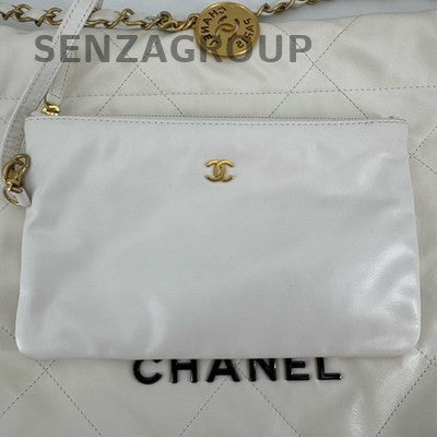 Chanel 22 Bag Small White Quilted Calfskin Chain Shoulder Bag
