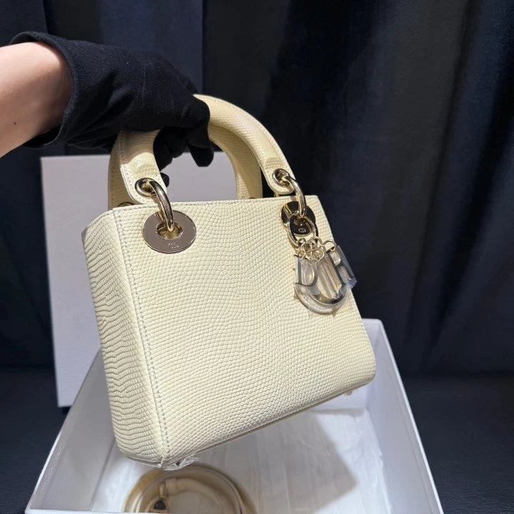 Dior Lady Dior Gold Crossbody Top Handle Excellent