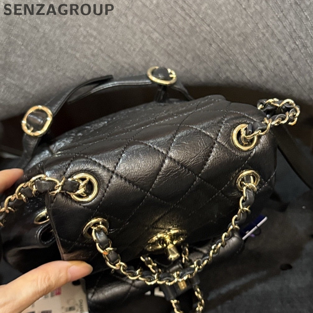 Chanel Black Caviar Duma Backpack Small Quilted Classic Women's Bag