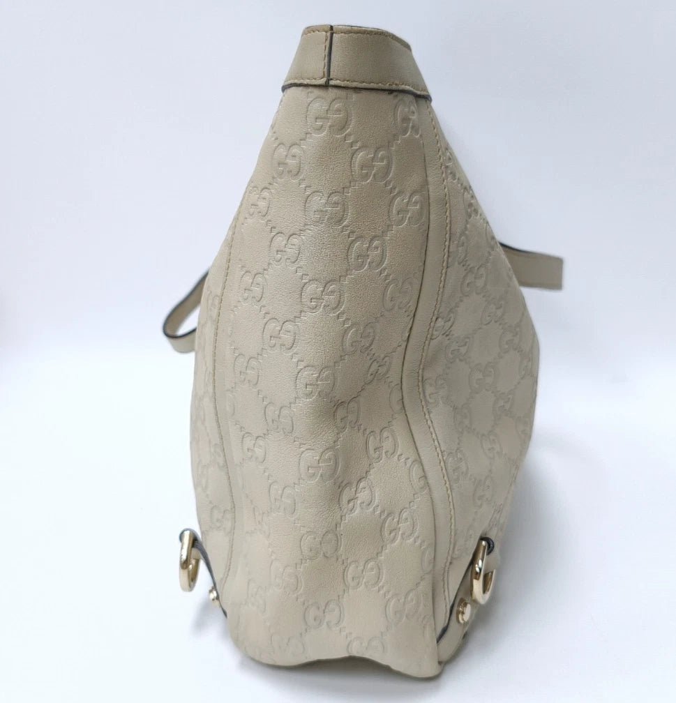 Gucci Abbey D-Ring Tote Handbag Shoulder Bag Ivory Gold Women Classic
