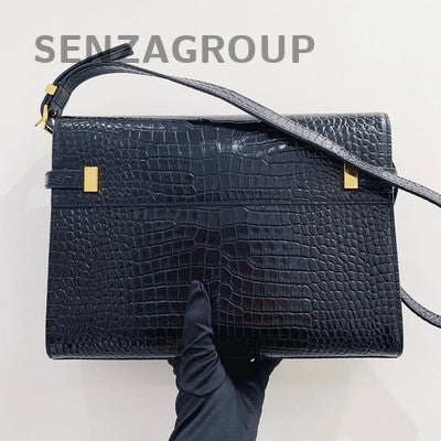 Saint Laurent Manhattan Medium Black Gold Leather Shoulder Bag Classic Women