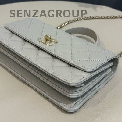 Chanel Trendy CC WOC Grey Lambskin Chain Shoulder Crossbody Bag