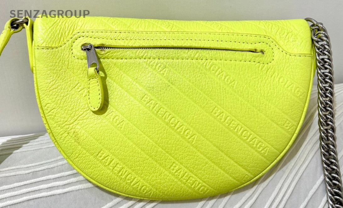 Balenciaga fluorescent yellow Shoulder bag Crossbody Women Almost Brand NEW