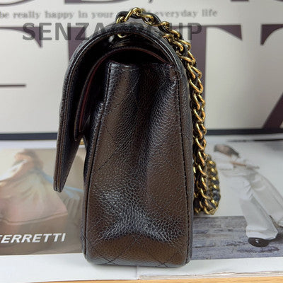 Chanel Black Gold CF Calfskin Medium Chain Shoulder Crossbody Bag