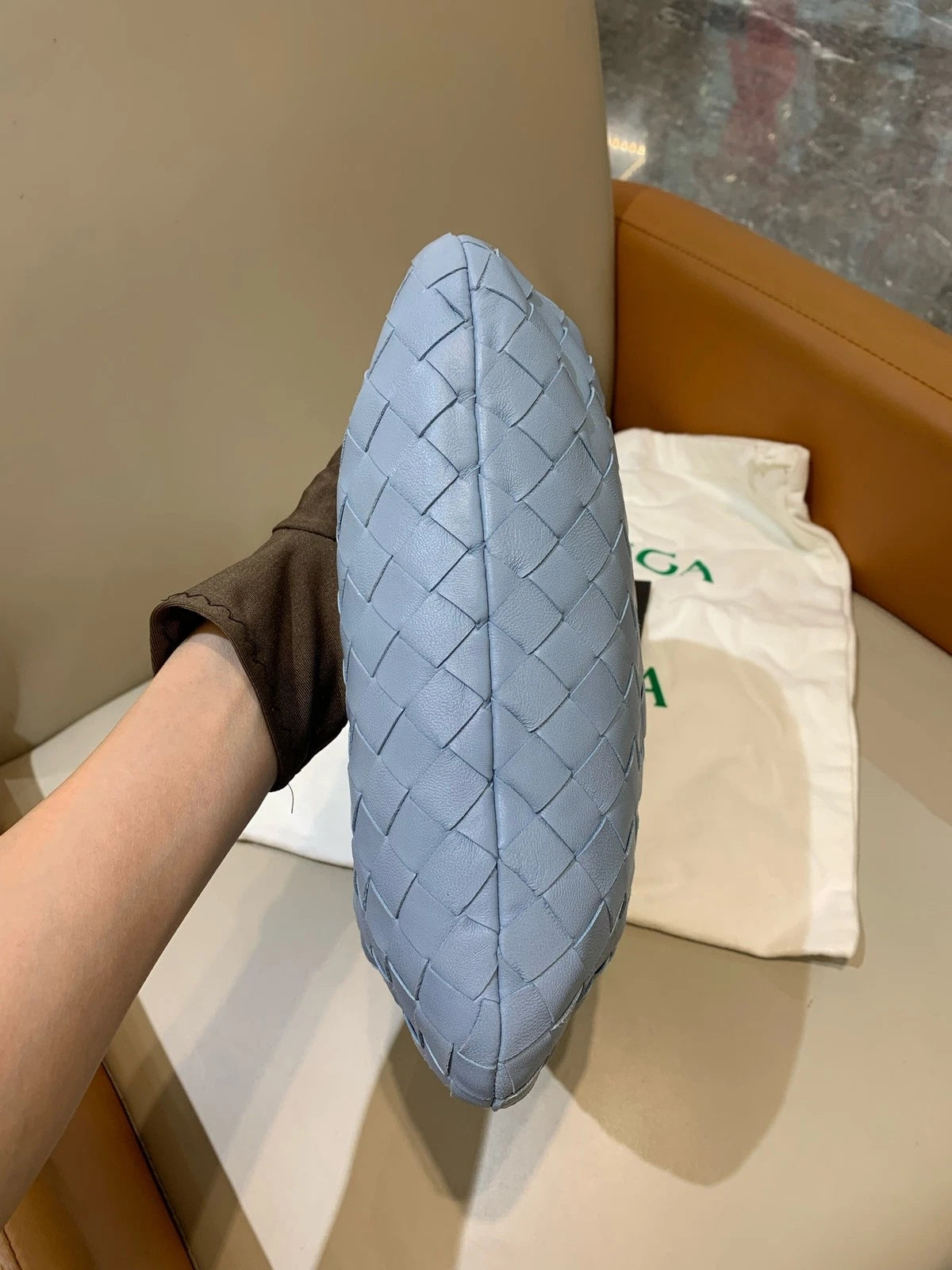 Bottega Veneta Jodie Mini Glacier Blue Leather Handbag For Women