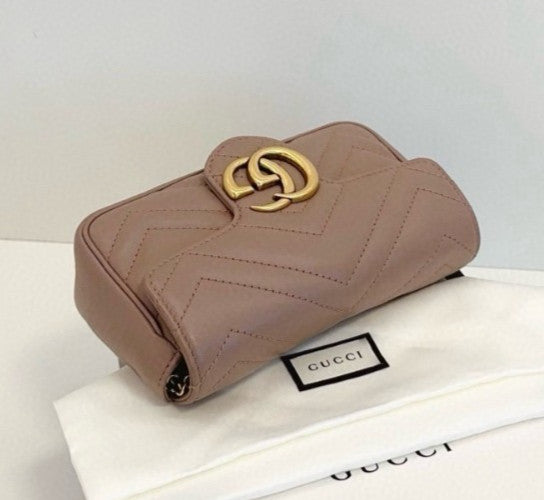 GUCCI GG Marmont Mini Milk tea Color Chain Strap Shoulder bag Crossbody
