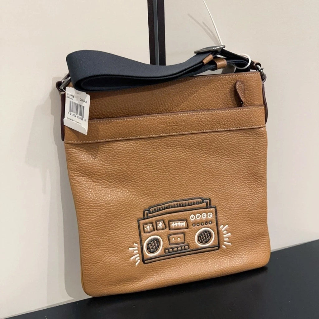 Coach Printed Leather Shoulder Crossbody Bag Brown