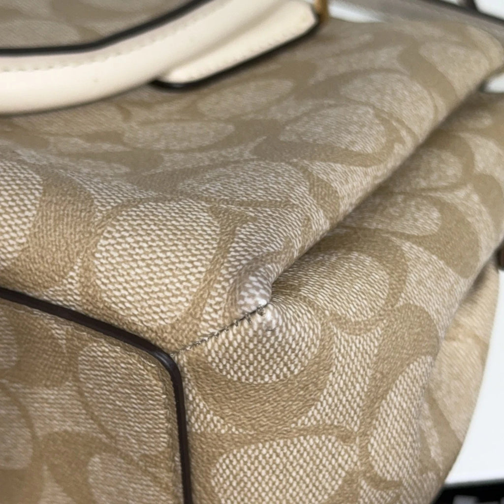 Coach Beige Monogram Logo Handbag Shoulder Crossbody Women
